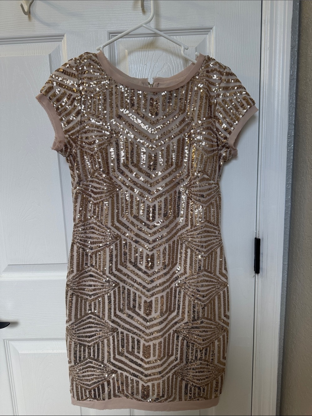 Sequin Embellished Short Sleeve Dress